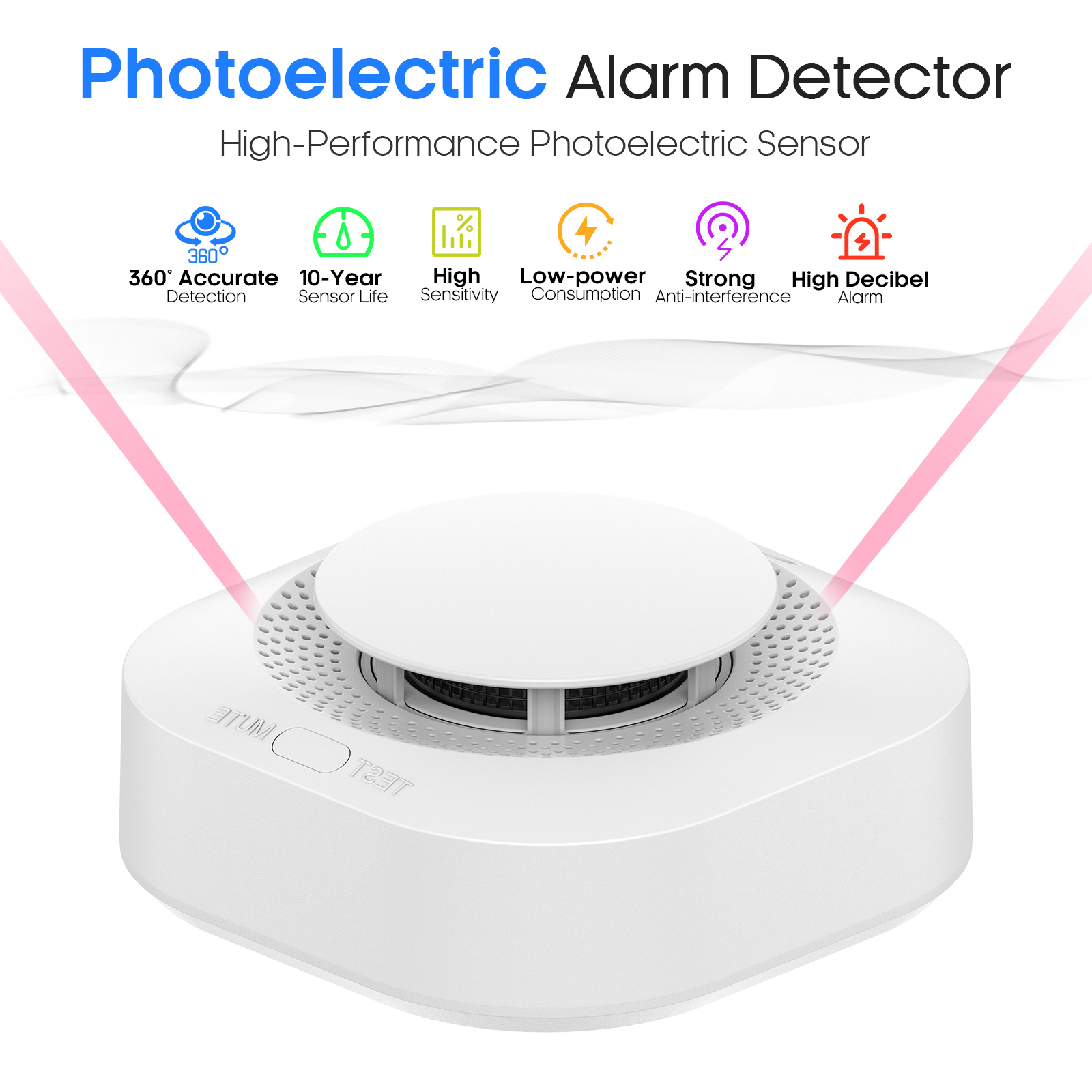Smoke Detector Interconnected - 1/4/8 Stück Rauchmelder, 360°-Erkennung, 10 Jahre